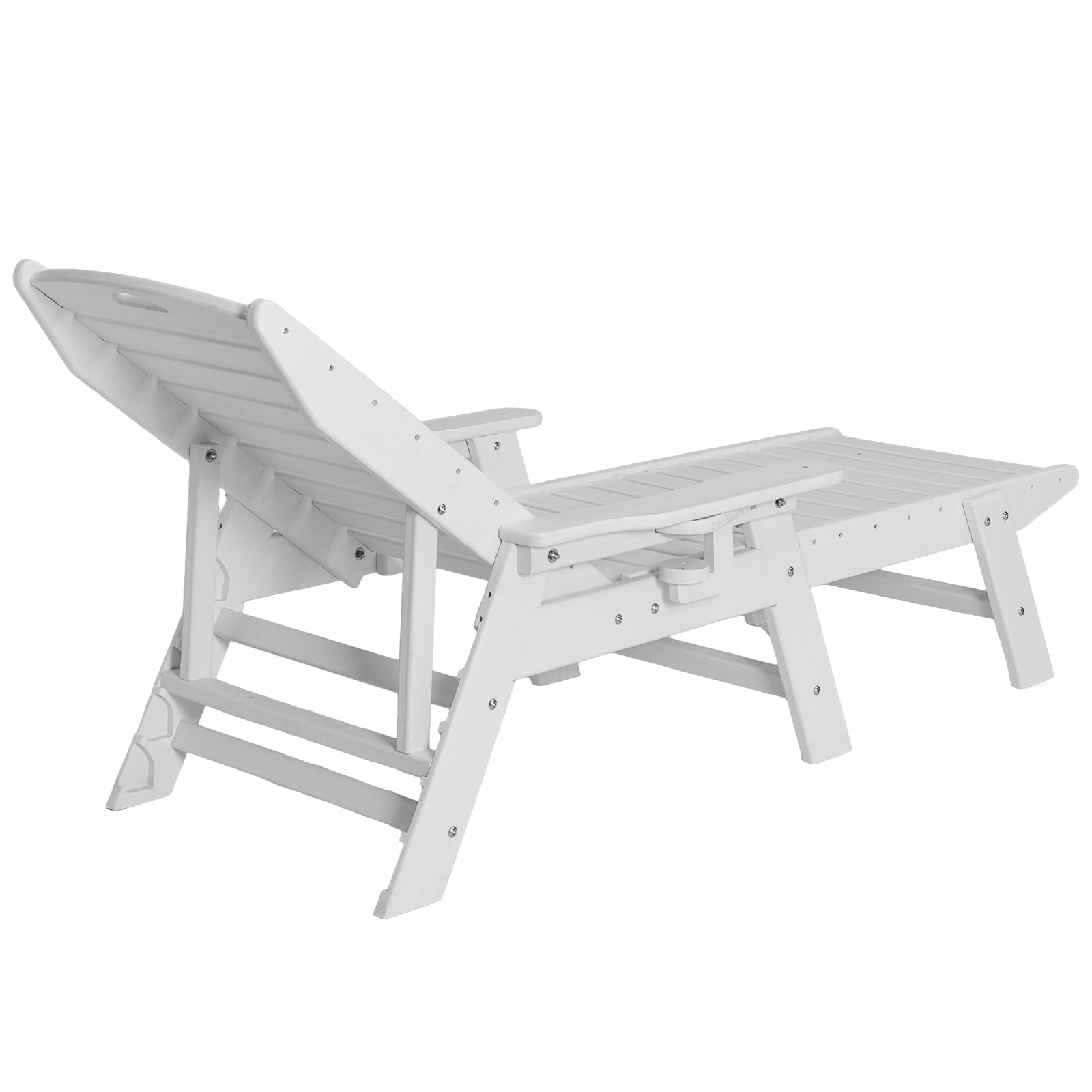 Outdoor Chaise Lounge Chair 6 Position Adjustable Reclining Bench Lounger White_maomaolike.com